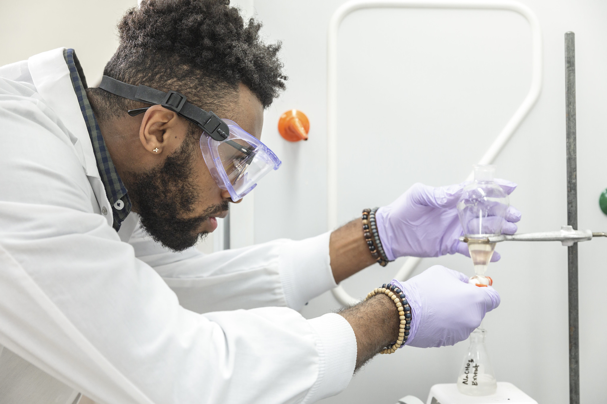 Portland State student in a chemistry lab