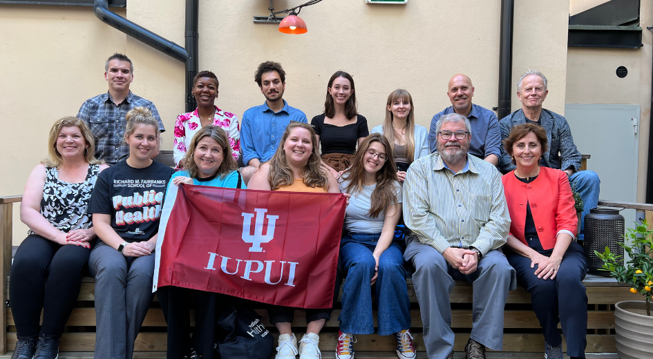 Dean Paul Halverson with public health students from the Richard M. Fairbanks School of Public Health on a study abroad trip to Sweden