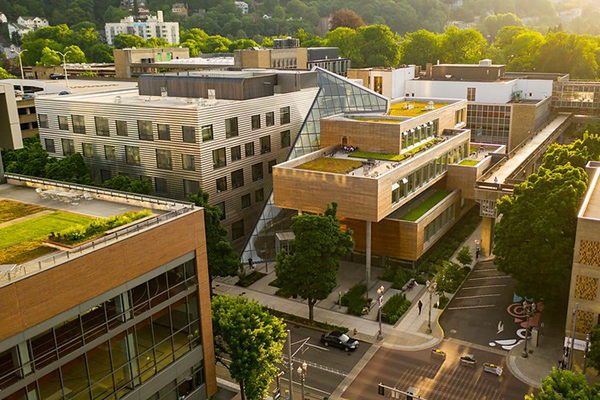 aerial view of Portland State University campus