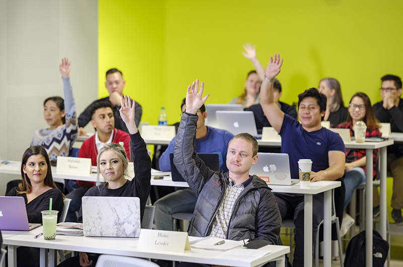 students in a business class