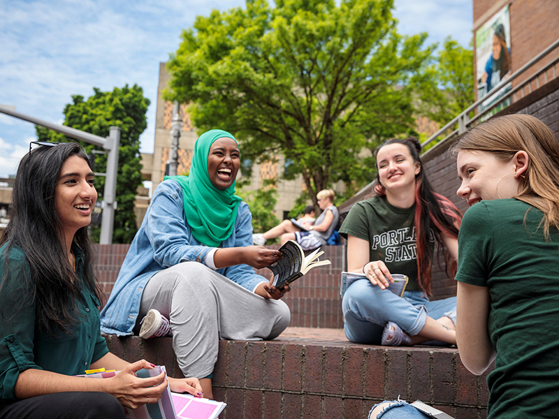 Portland State students in Urban Plaza