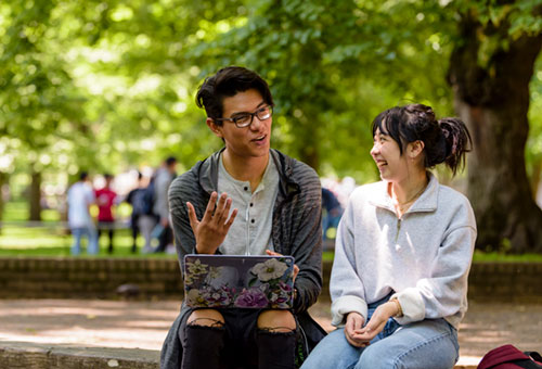 Two PSU students on campus