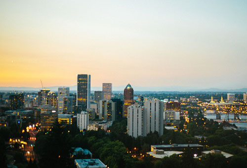 aerial view of Portland skyline