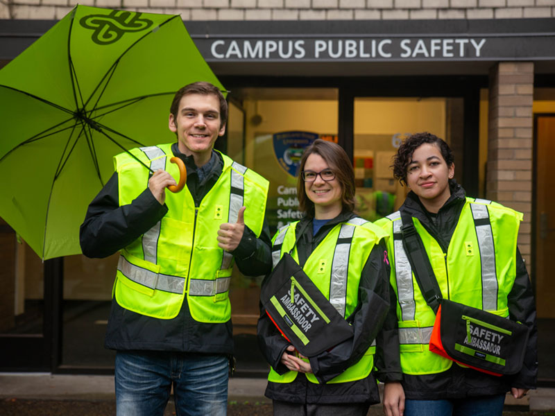 Students working on campus safety team
