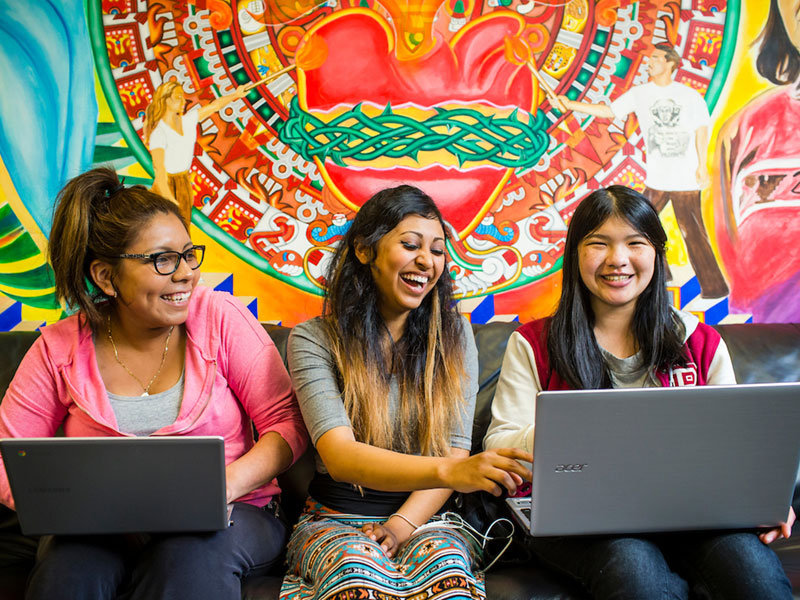 students relaxing in the PSU multicultural center