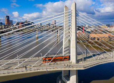 aerial view of Tillikum Bridge