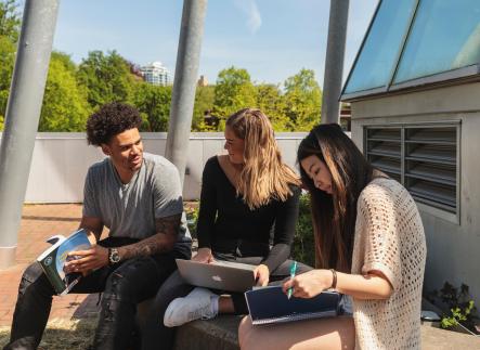 students studying outside