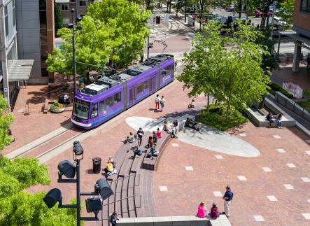 campus photo with MAX train