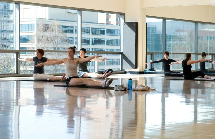 Students exercising in the Rec Center