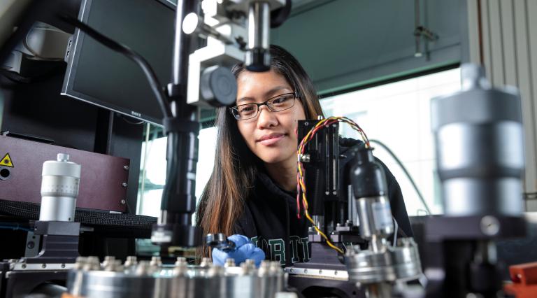 psu mechanical engineering student working with lab equipment