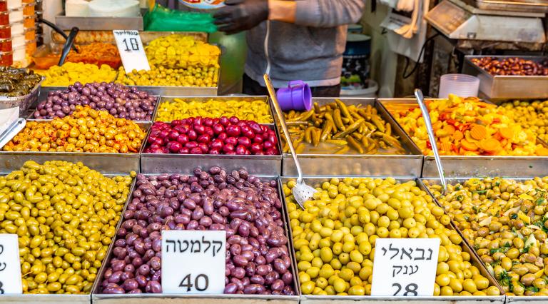 olives in a market in Israel