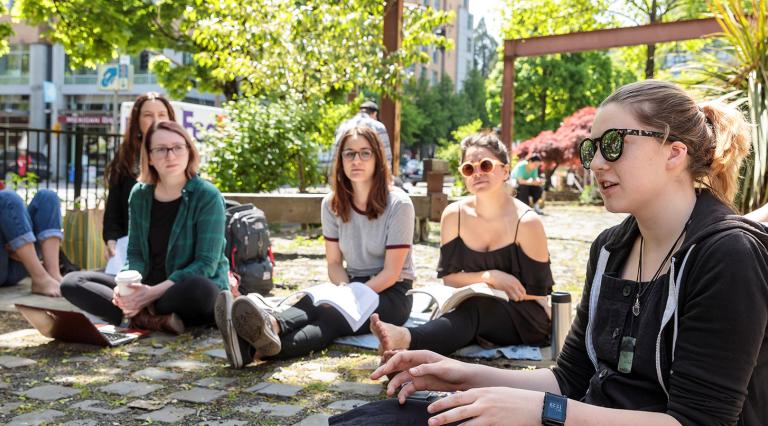 Students in a class having a discussion