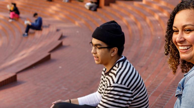 Students hanging out in Pioneer Square