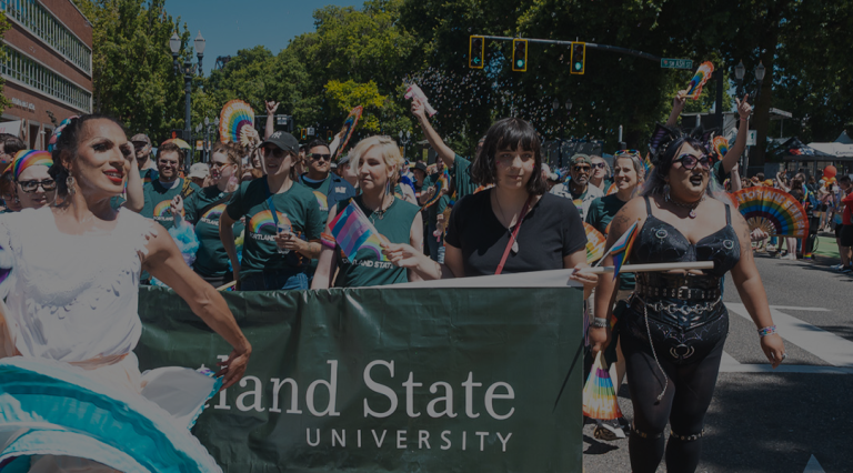 Portland State University staff, faculty, and students at the Portland Pride Parade