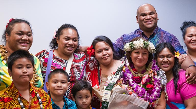 Attendees of welcome event for Lagipoiva Cherelle Jackson