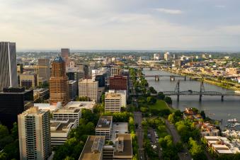 Aerial view of downtown Portland