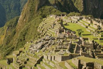 aerial view of the ruins of Machu Picchu in Peru
