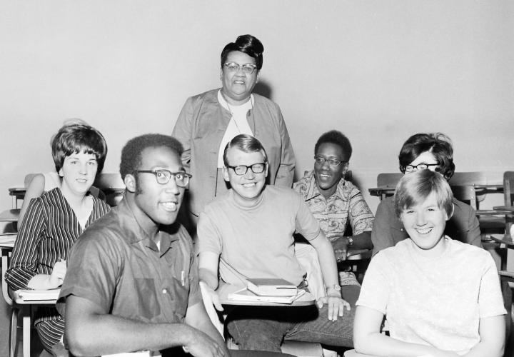 Vintage photo of classroom