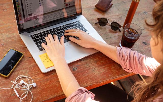 person working on laptop