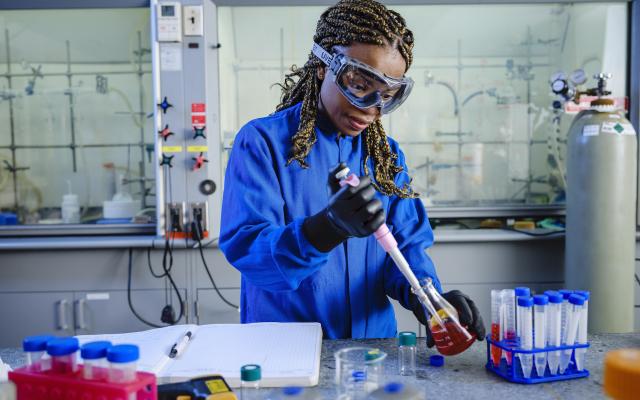 student working in laboratory