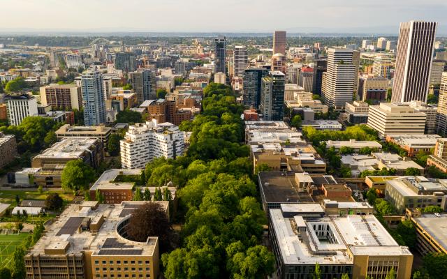 Aerial of PSU campus