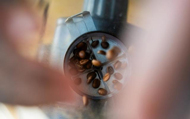 Coffee in a coffee grinder