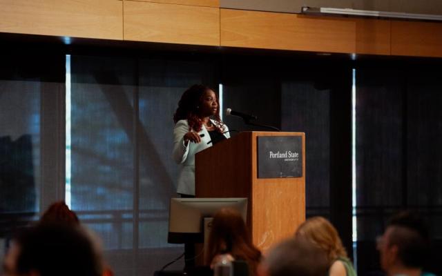 Ame Lambert, vice president for Global Diversity and Inclusion, shares remarks