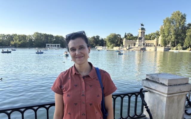 Carmen Ripollés by the lake at El Retiro Park in Madrid