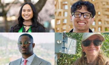 Graduating students: Emily Chhunkeo, Kenny Adams, Mary Munt and Roy Antano Lopez