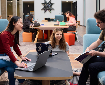 Students studying in Fariborz Maseeh Hall