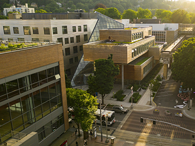 aerial view of Portland State University campus