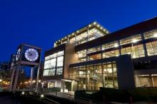 Exterior of Academic and Student Rec Center at Night