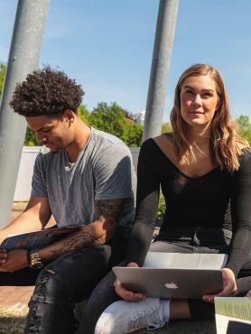 Students studying outside