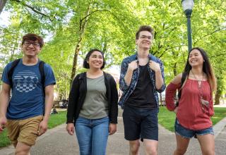 Students walking through park blocks