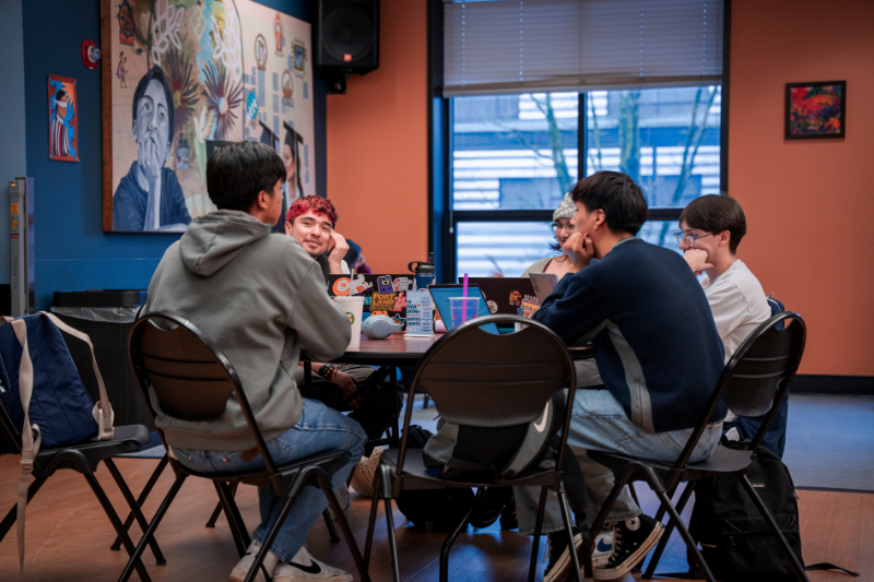 Students sitting around having a converstation