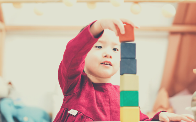 Boy with building blocks