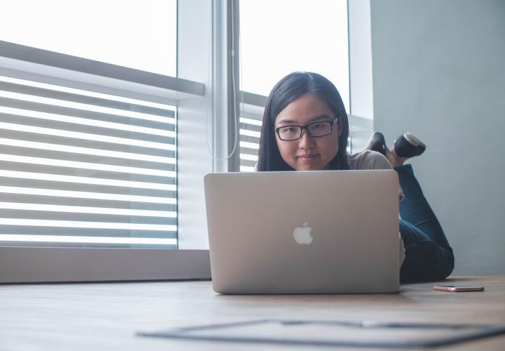 Student with computer