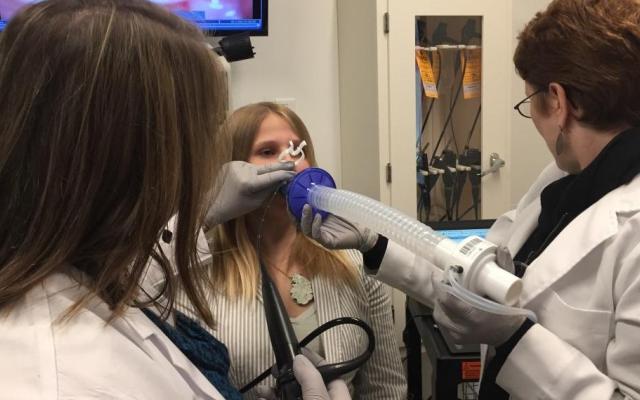 Women conducting respiration study