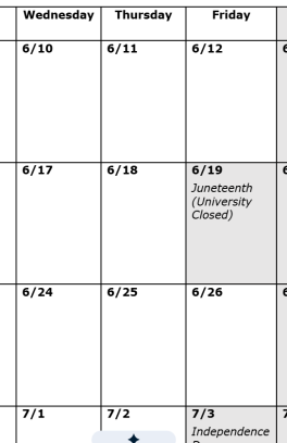 A table on the top of the document has each day of the week down the first column and a row next to each day with bullets for tasks. The table below that is a calendar.