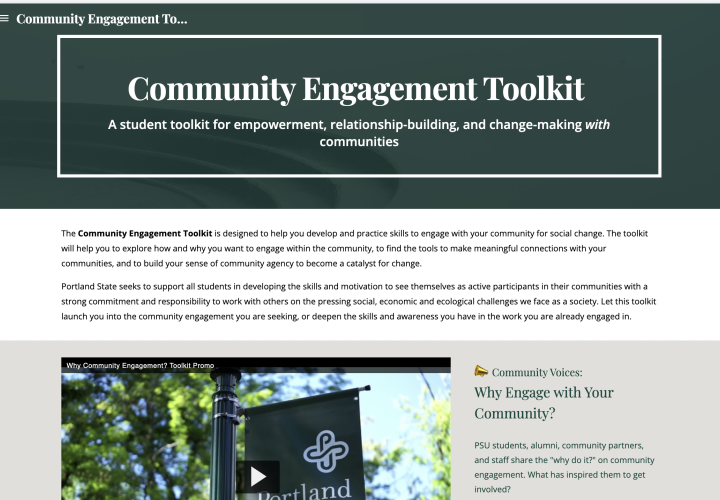 Screenshot of the Community Engagement Toolkit website's front page