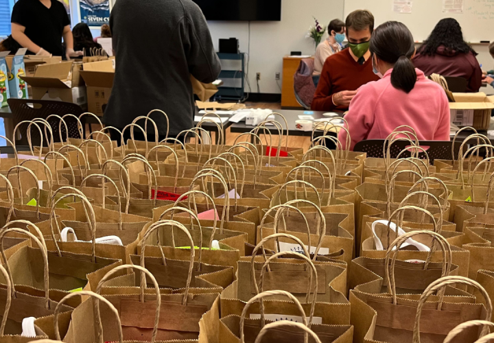 Volunteers helping sorting donations 