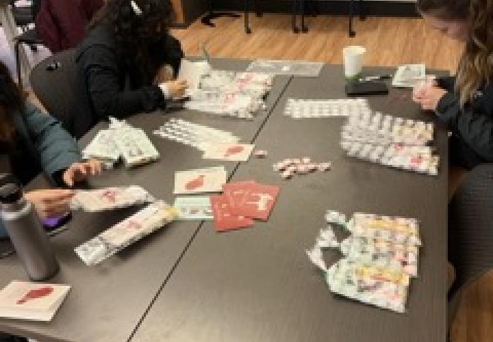 students crafting cards