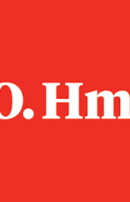 red background and the letters O. Hm. in white
