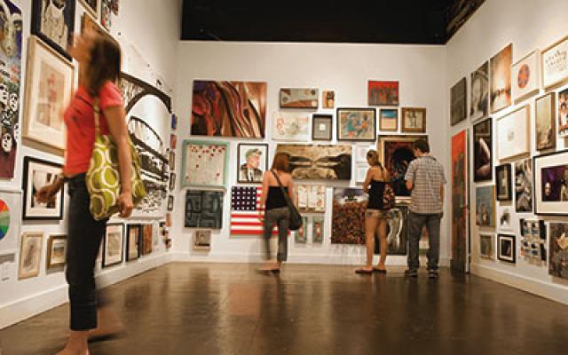 People viewing art in a gallery