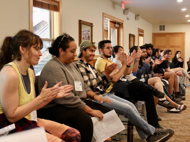 Student leaders participate in a large group activity