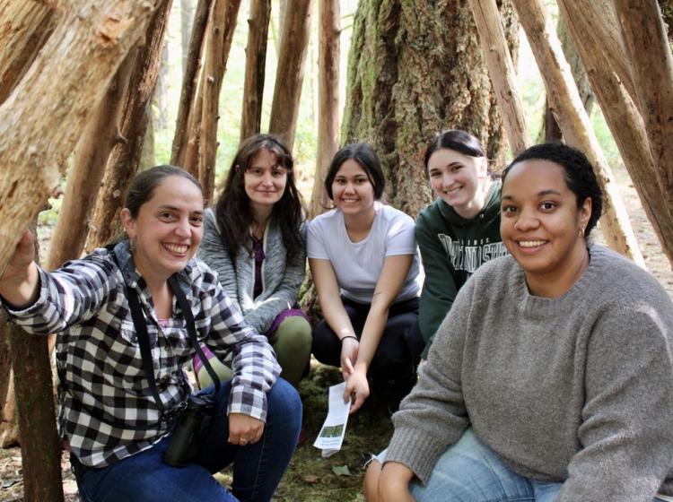 Student leaders and SALP staff pose during a guided nature walk