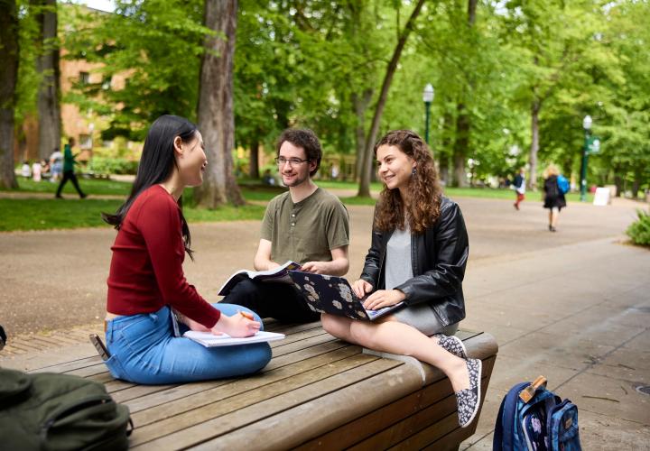 PSU Students gathering in the park blocks