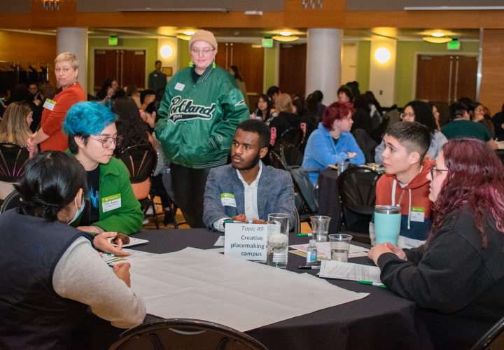 Students in a breakout group at the leadership conference