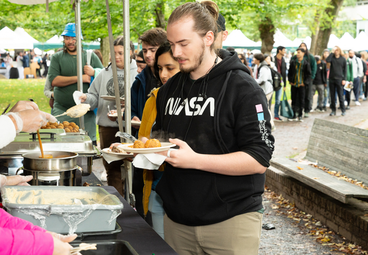 A student getting lunch at Party in the Park