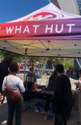 The HUT out on campus engaging with students.